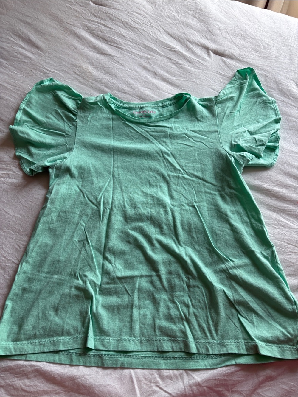 J. Crew Mint Green Puff Sleeve Short Sleeve Tee
